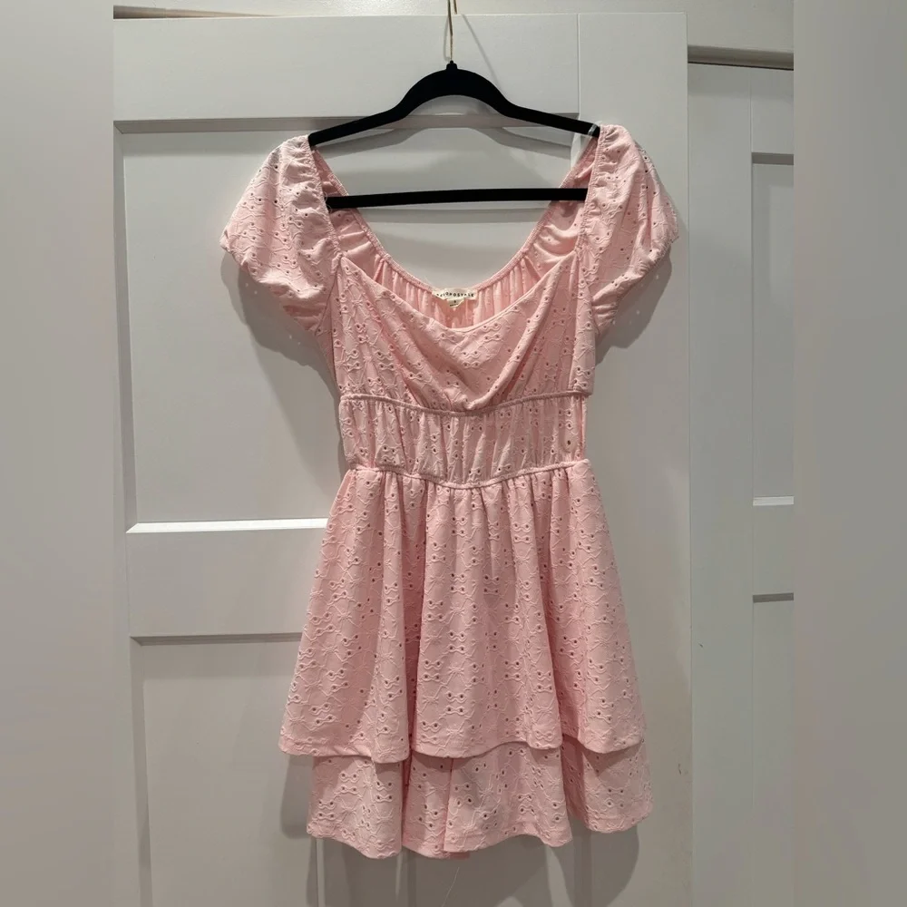 Aeropostale | NWT‎ Pink Eyelet Romper Dress  / Mini Dress- Size Small - Picture 5 of 12